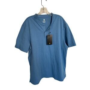 TBY Travels Together Mens Performance Henley Short Sleeve T Shirt Blue Size XL